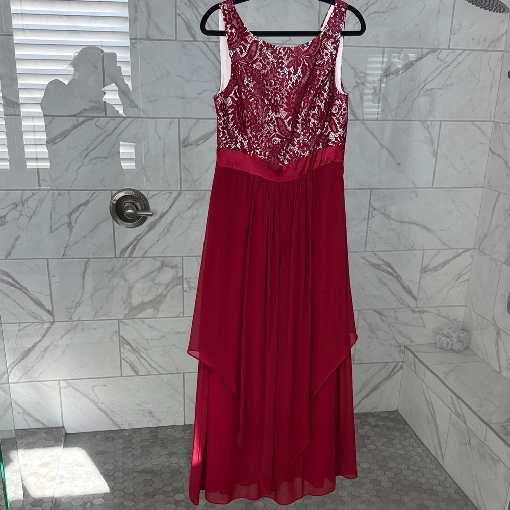 Ever pretty Burgundy Lace maxi bridesmaid Dress